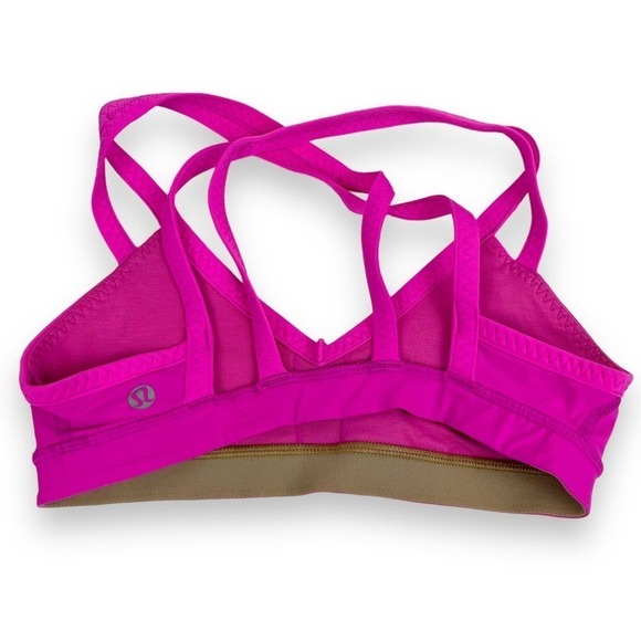 lululemon bra womens 4 hot pink gray strapy yoga sports bra - Picture 11 of 13